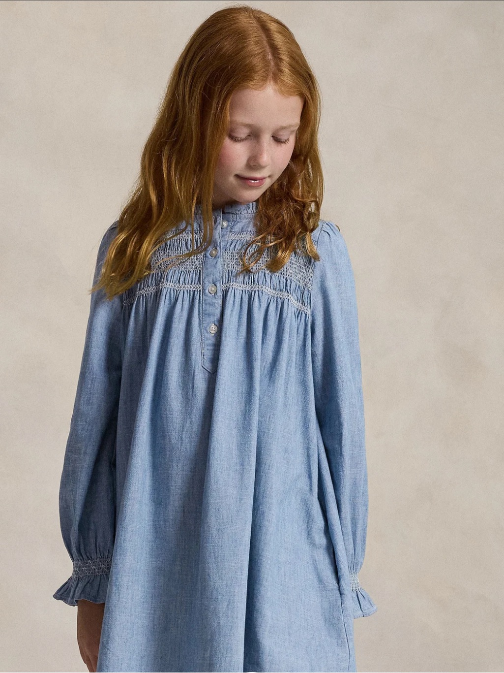 Nwt Polo Ralph Lauren Girls' Smocked Indigo Chambray Dress Bloomingdale’s Size 8